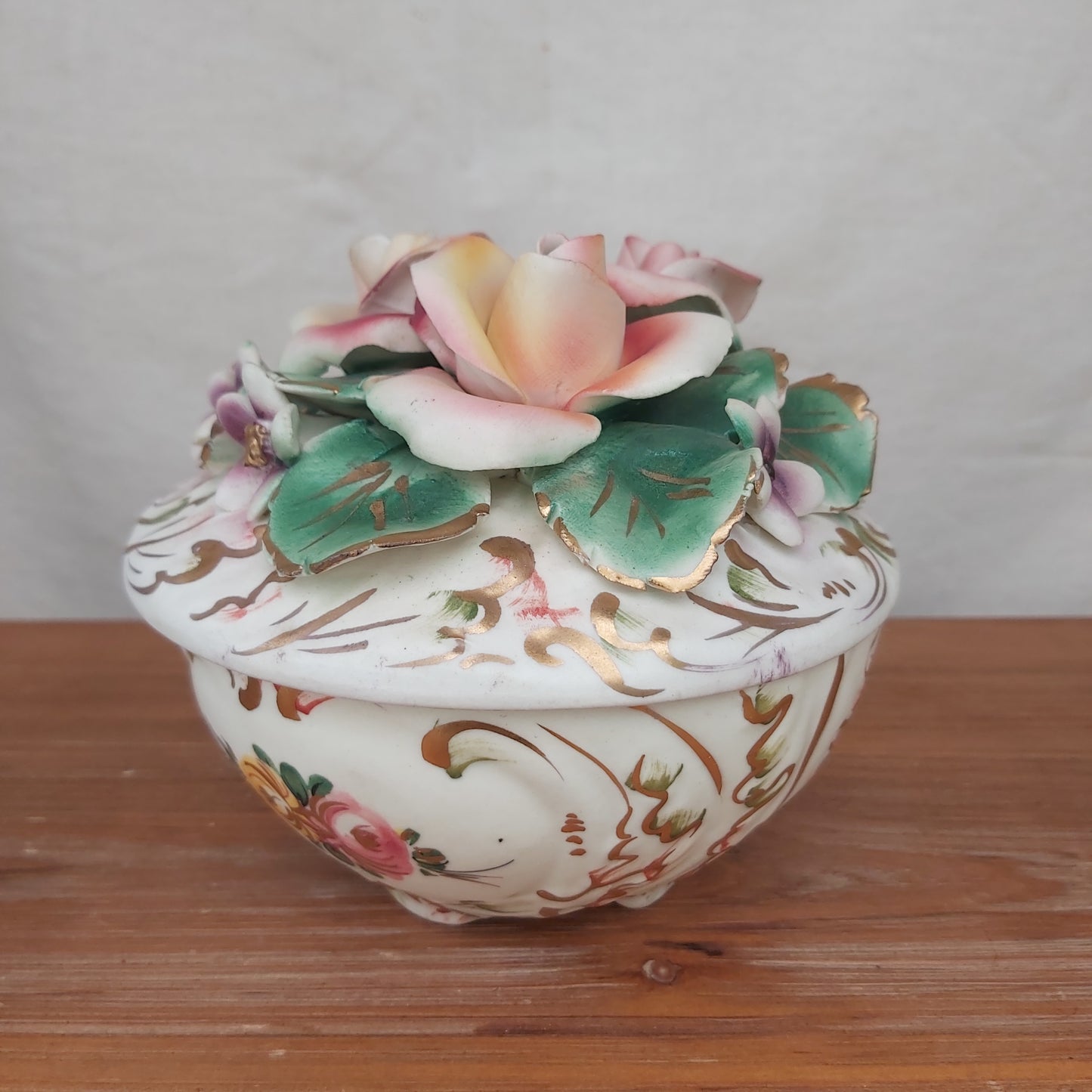 Capodimonte Style Floral Italian Trinket Box