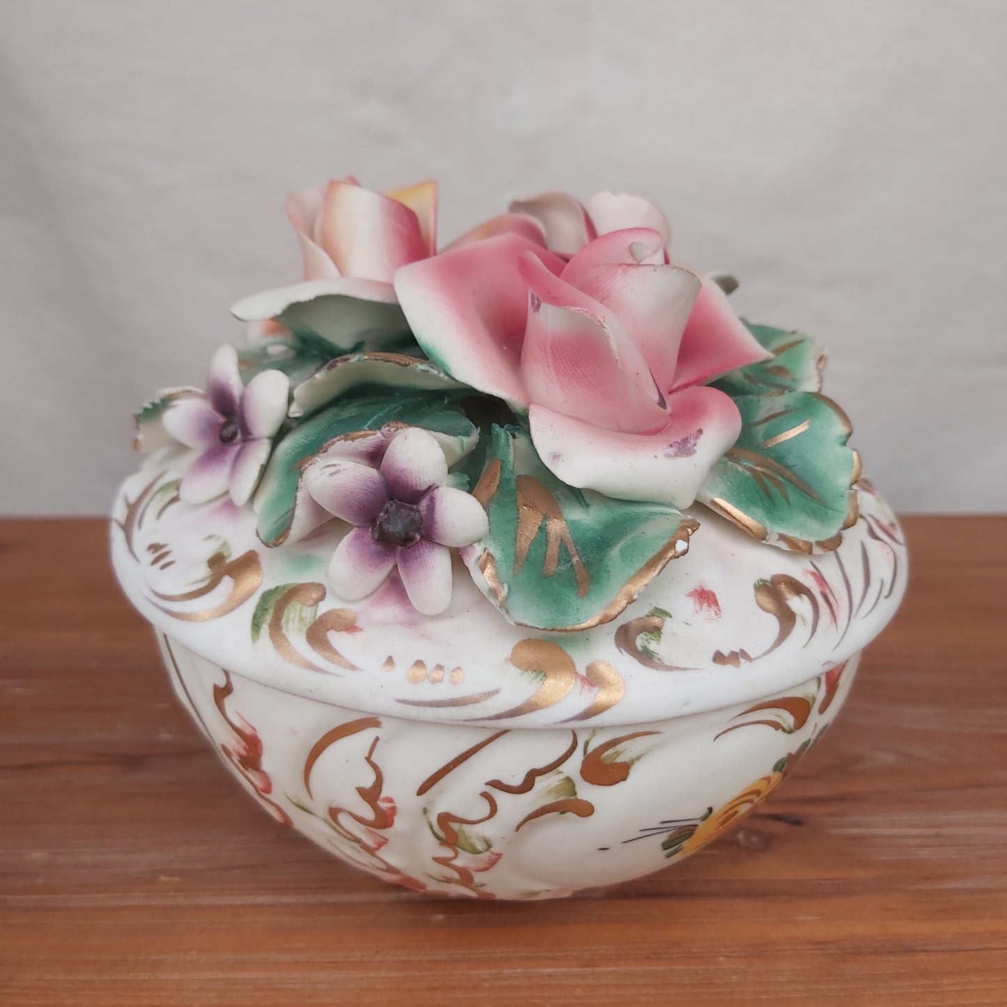 Capodimonte Style Floral Italian Trinket Box