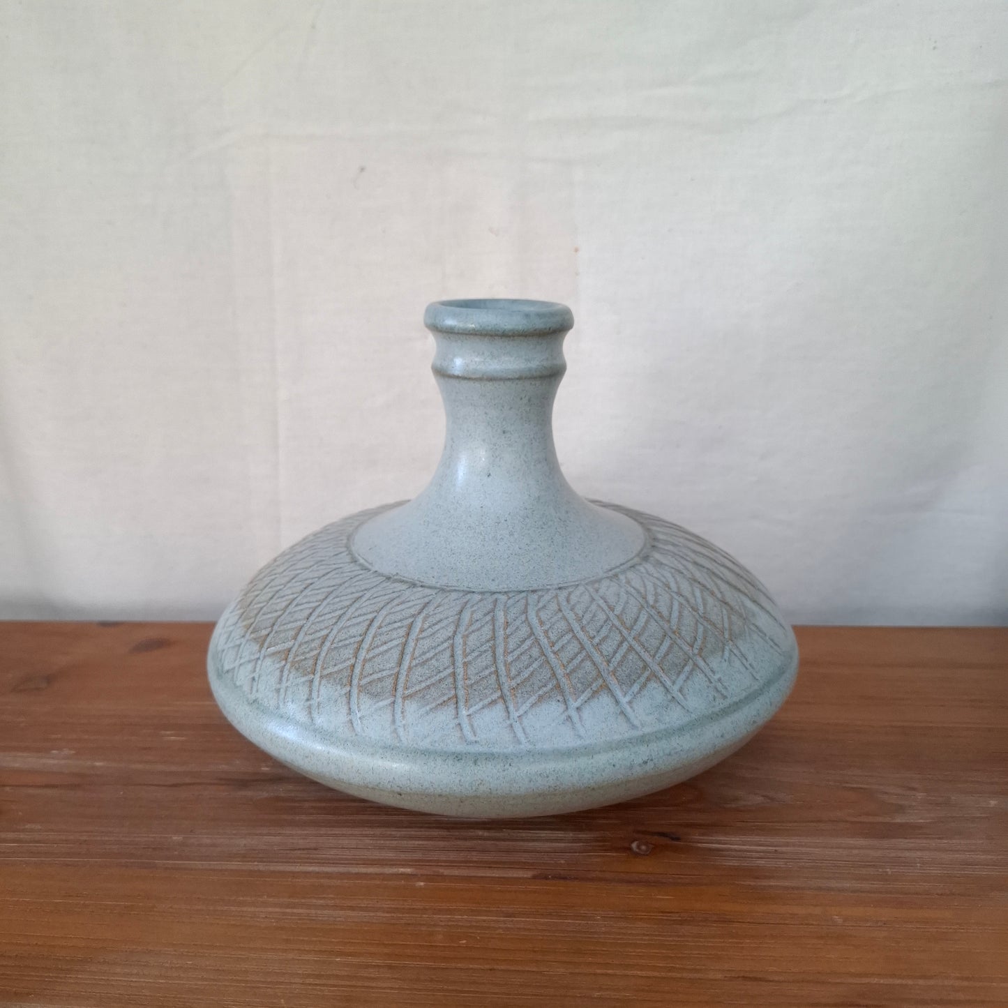 Stunning Squat Bottle Shaped Stoneware Studio Pottery Vase