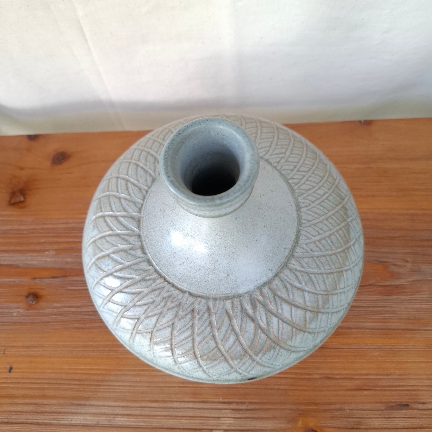 Stunning Squat Bottle Shaped Stoneware Studio Pottery Vase