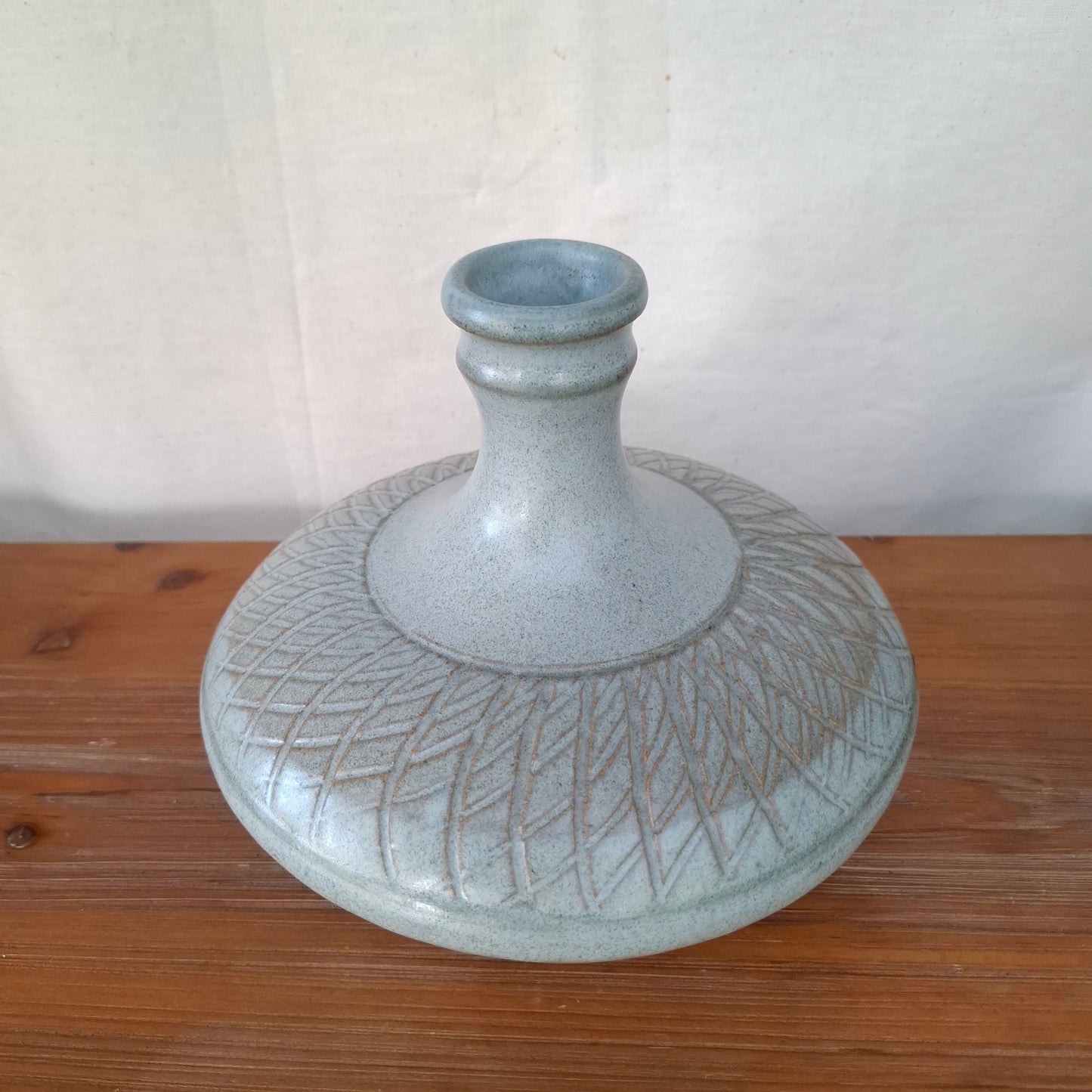 Stunning Squat Bottle Shaped Stoneware Studio Pottery Vase