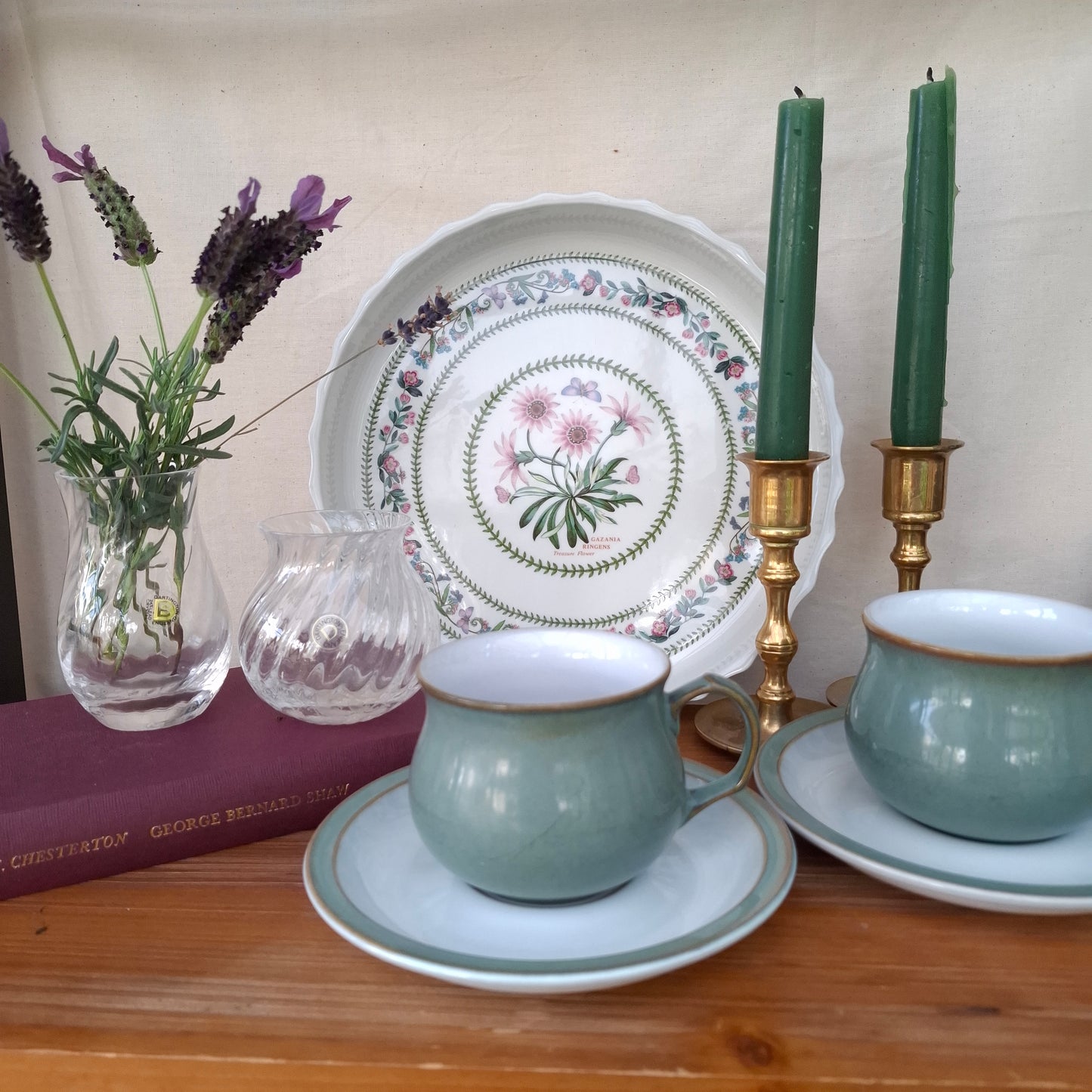 Pair of Vintage Dartington Ripple Crystal Posy Vases
