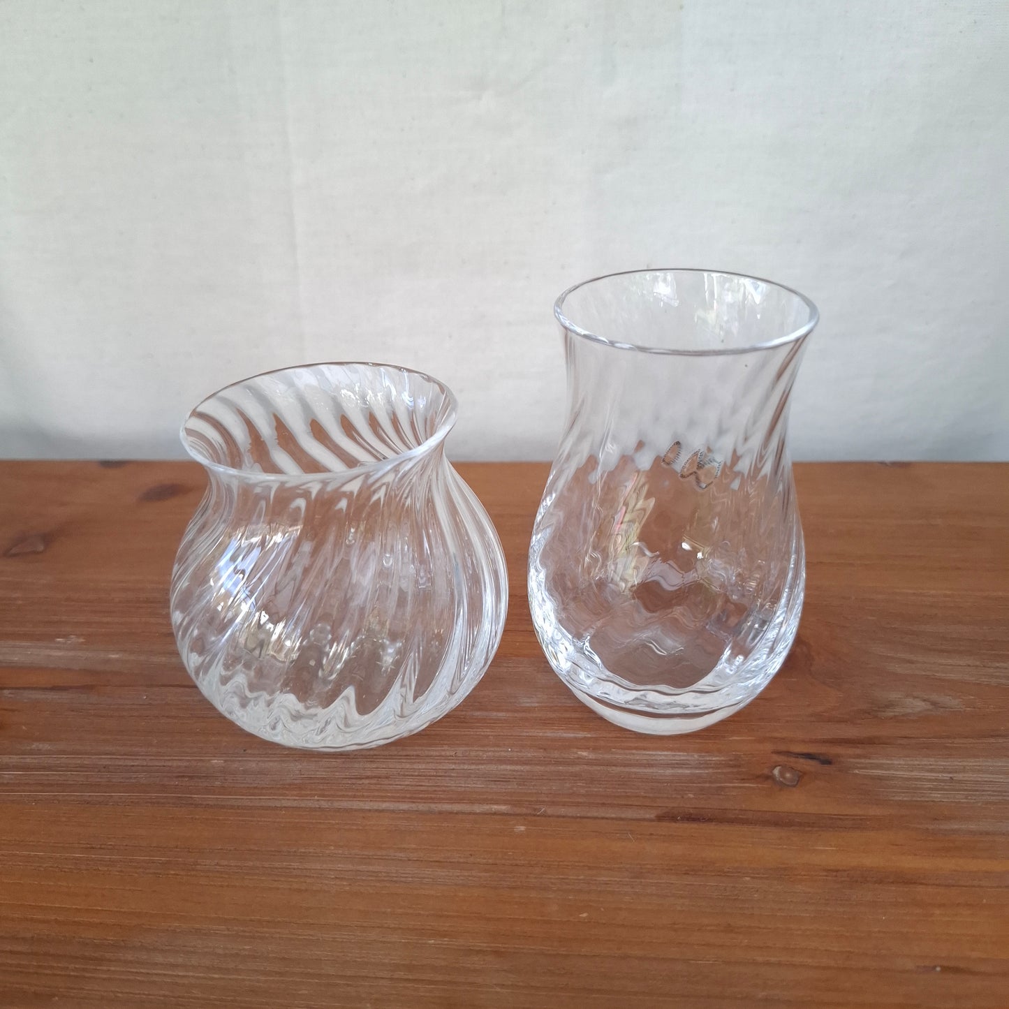 Pair of Vintage Dartington Ripple Crystal Posy Vases