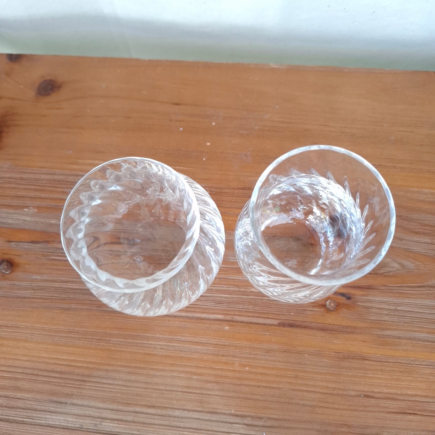 Pair of Vintage Dartington Ripple Crystal Posy Vases