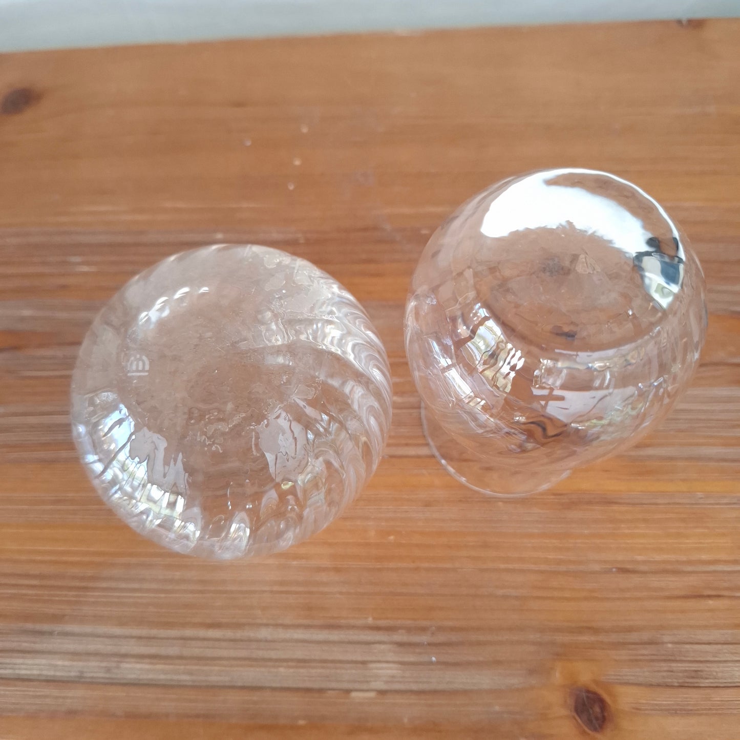 Pair of Vintage Dartington Ripple Crystal Posy Vases