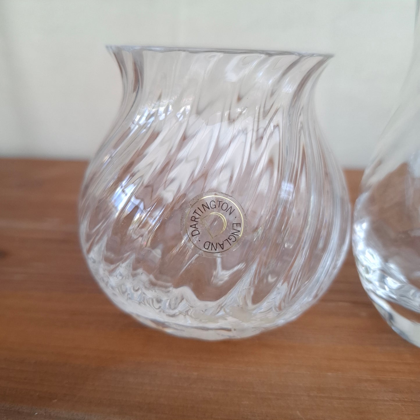 Pair of Vintage Dartington Ripple Crystal Posy Vases
