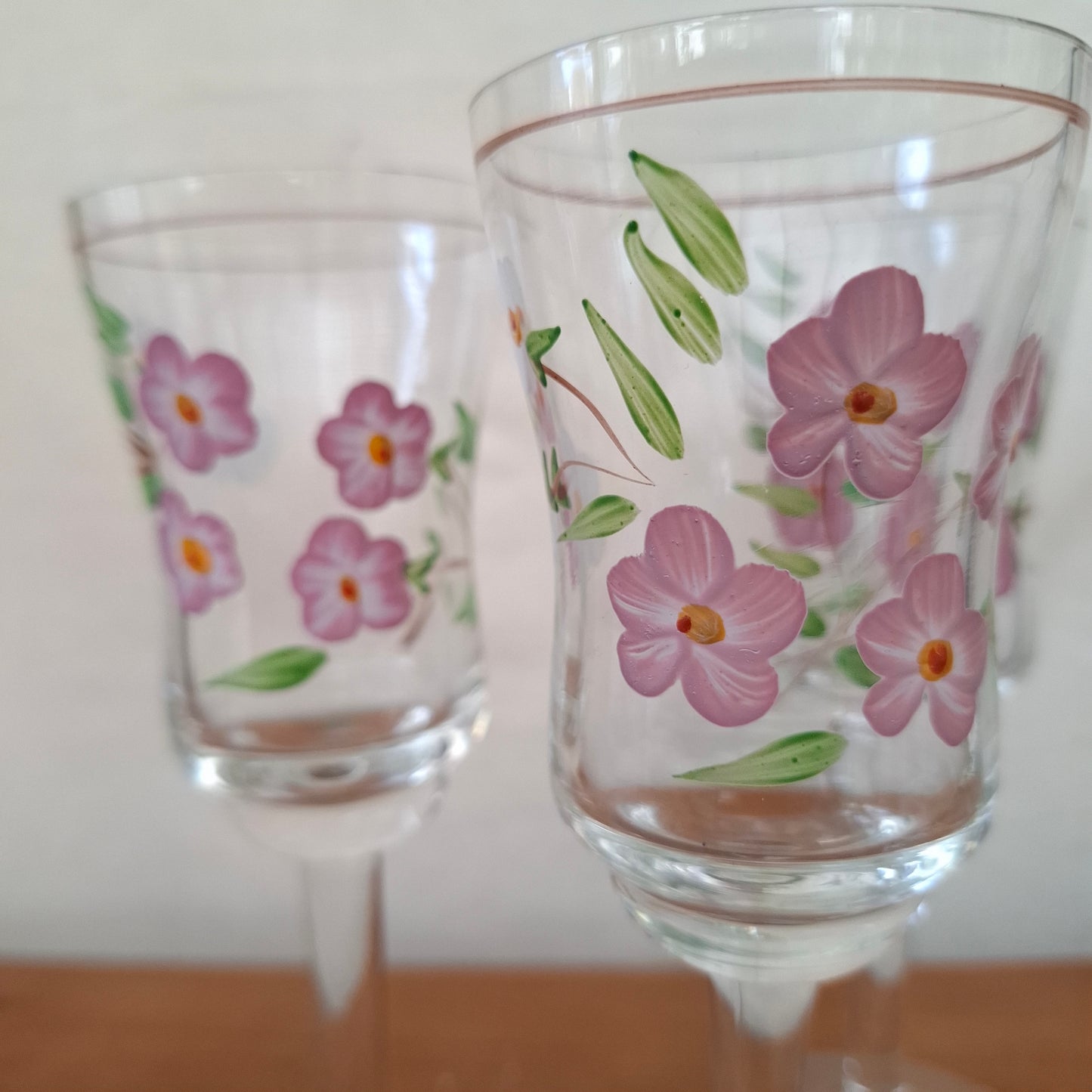 Set of 4 Mid Century Floral Handpainted Cordial Glasses