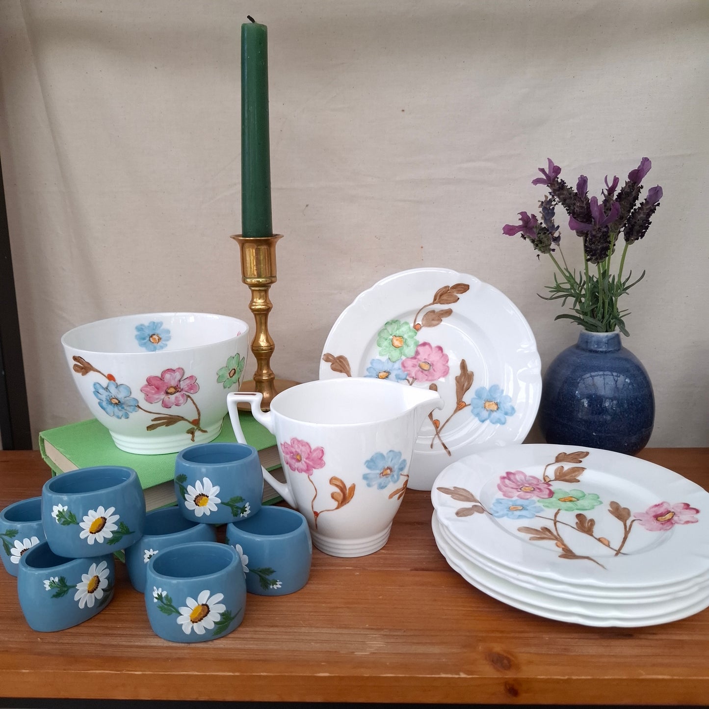 Set of 7 Handpainted Melamine Napkin Holders