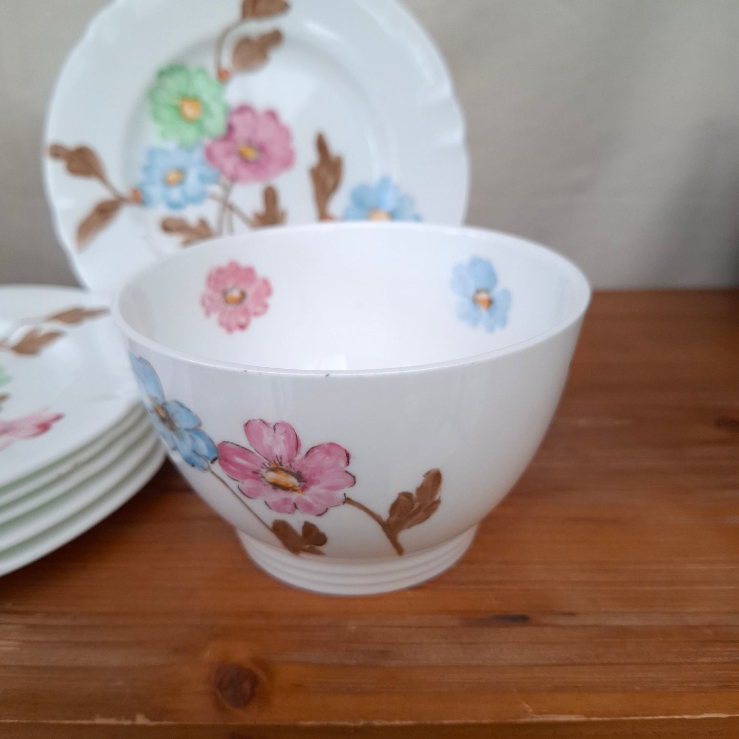 !940's Handpainted Floral Porcelain Luncheon Set