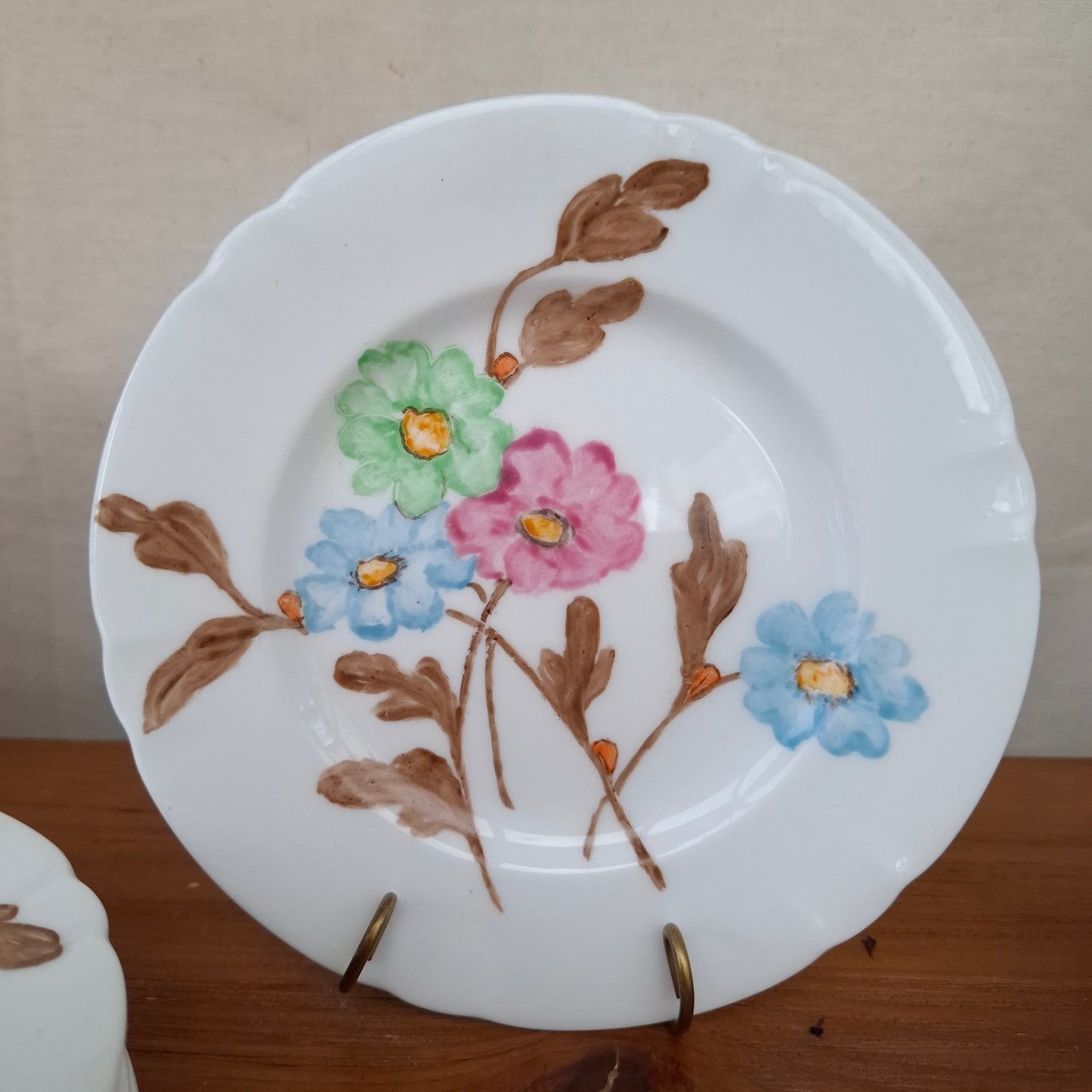 !940's Handpainted Floral Porcelain Luncheon Set
