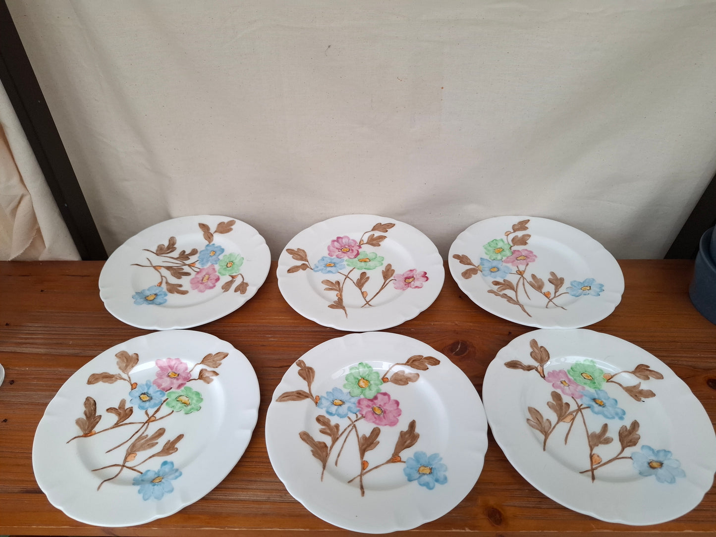 !940's Handpainted Floral Porcelain Luncheon Set