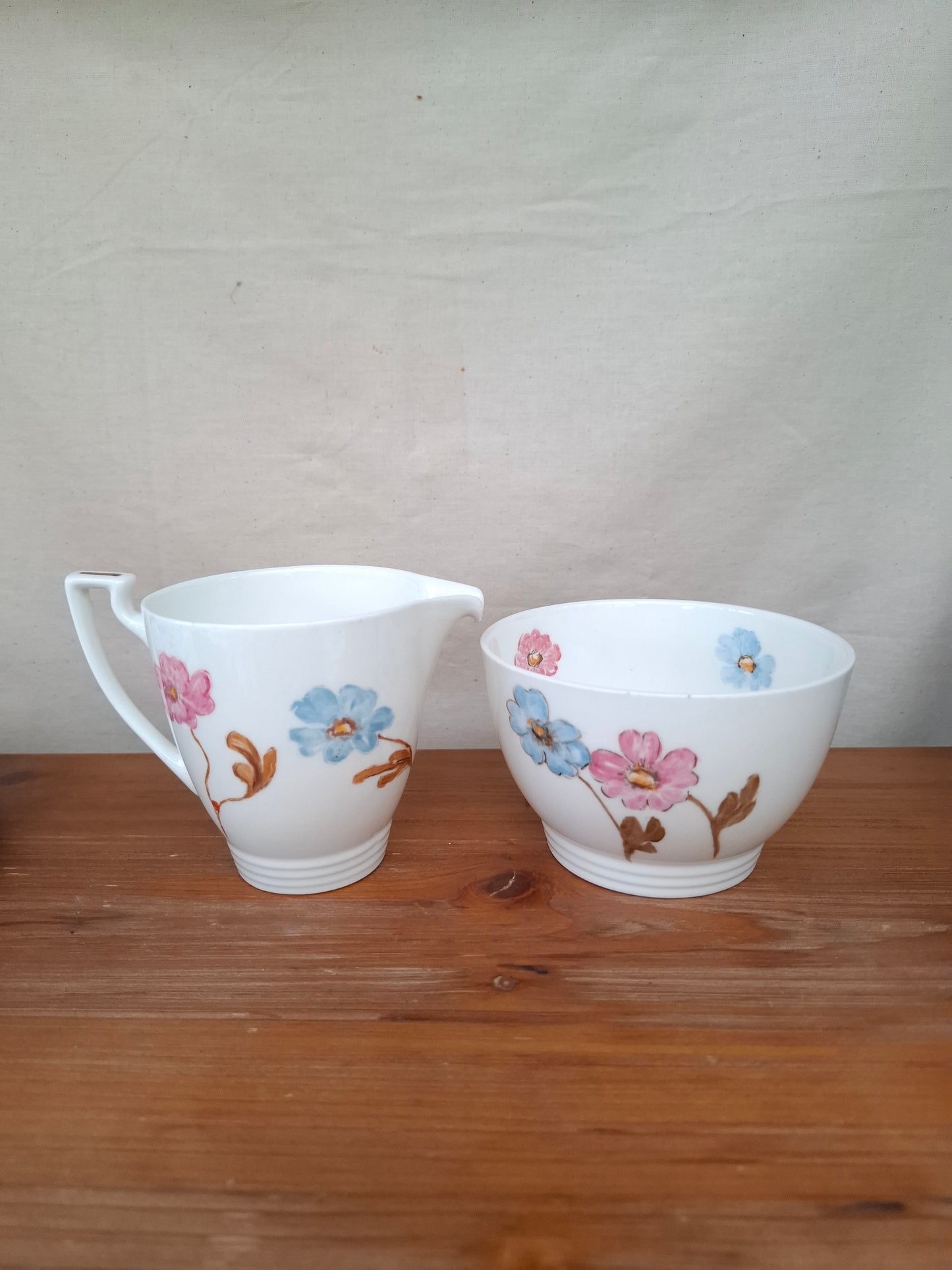!940's Handpainted Floral Porcelain Luncheon Set