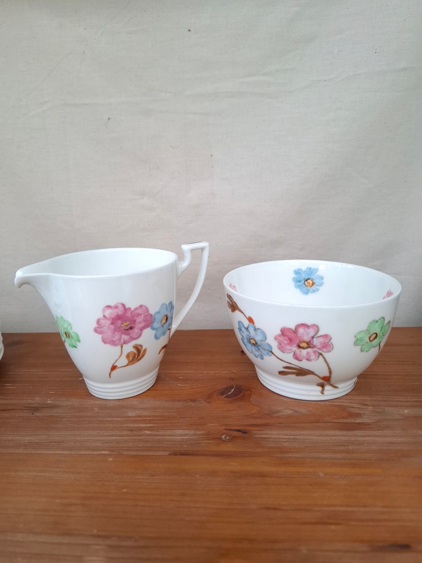 !940's Handpainted Floral Porcelain Luncheon Set