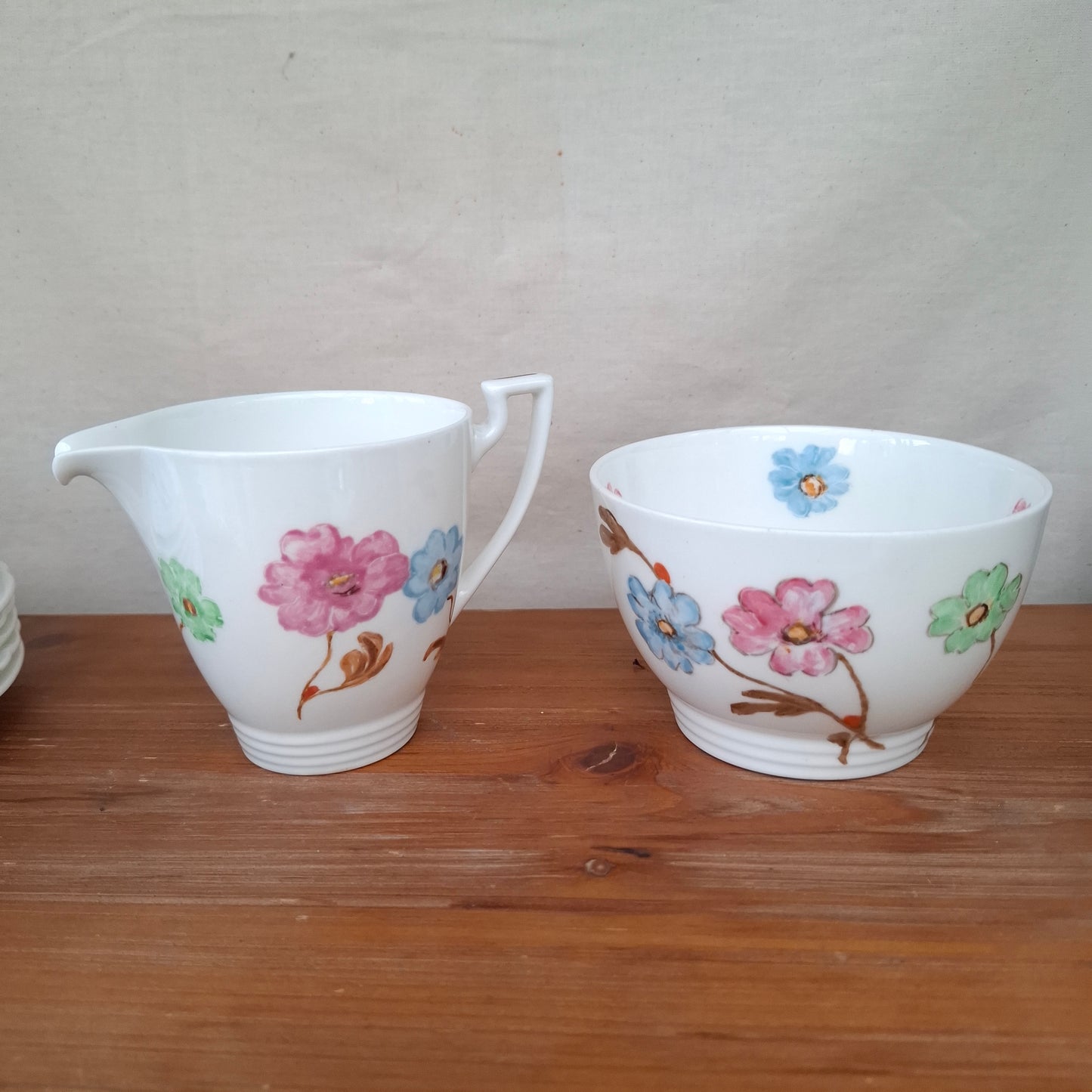 !940's Handpainted Floral Porcelain Luncheon Set