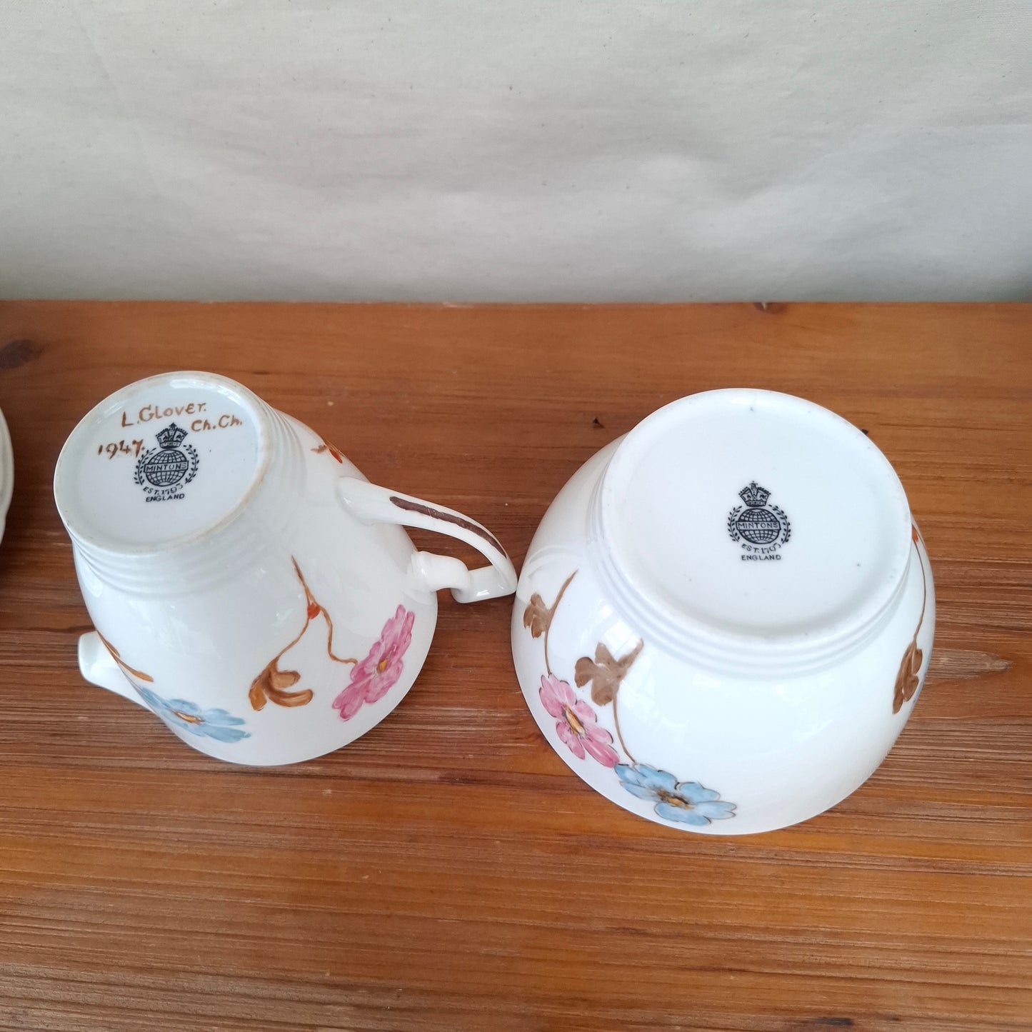 !940's Handpainted Floral Porcelain Luncheon Set