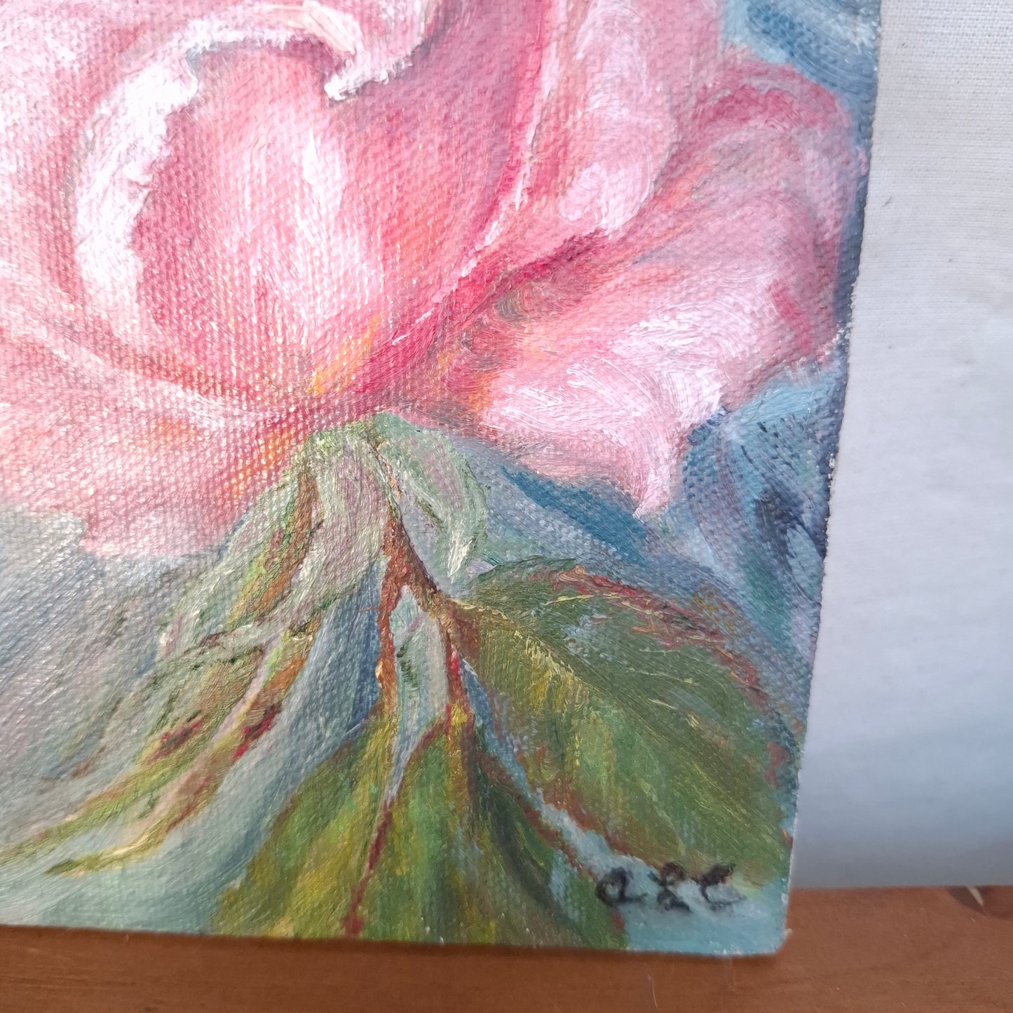 Signed Small Vintage Rose Painting