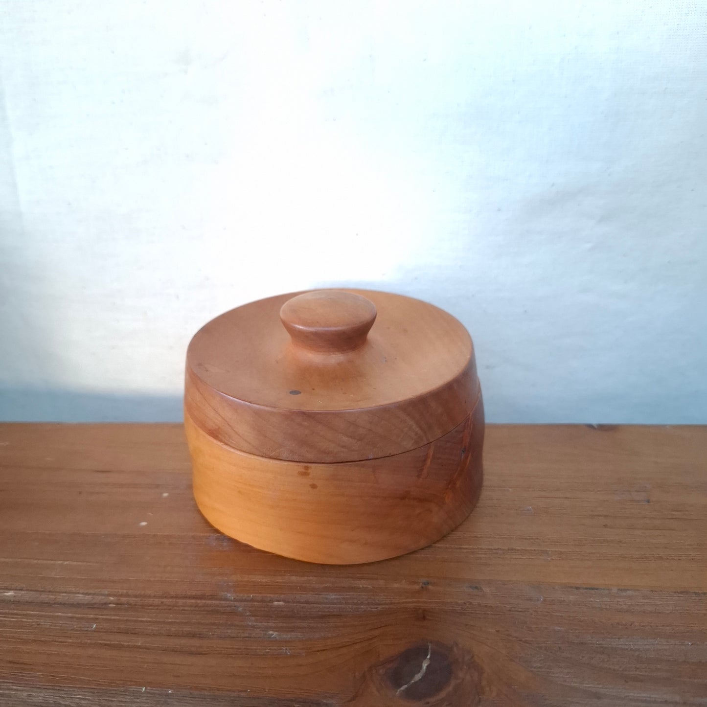 Vintage Handturned Wood Lidded Trinket Box or Salt Pinch Pot