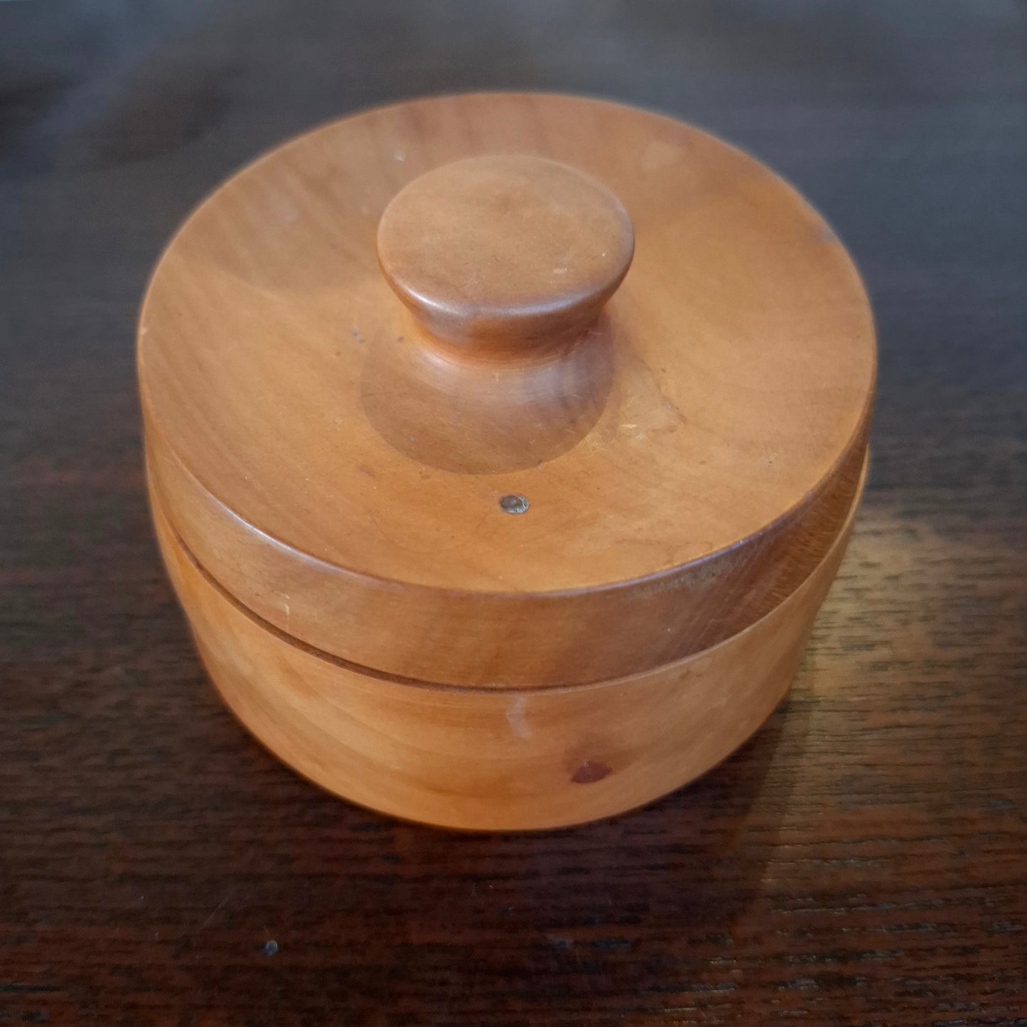 Vintage Handturned Wood Lidded Trinket Box or Salt Pinch Pot