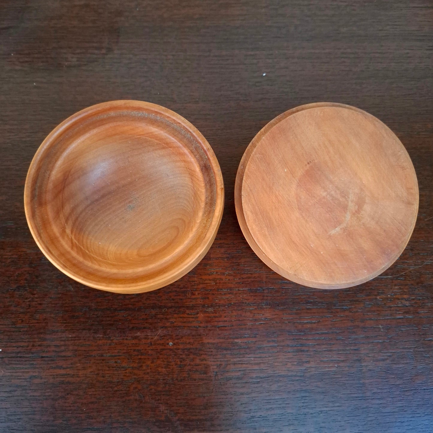 Vintage Handturned Wood Lidded Trinket Box or Salt Pinch Pot