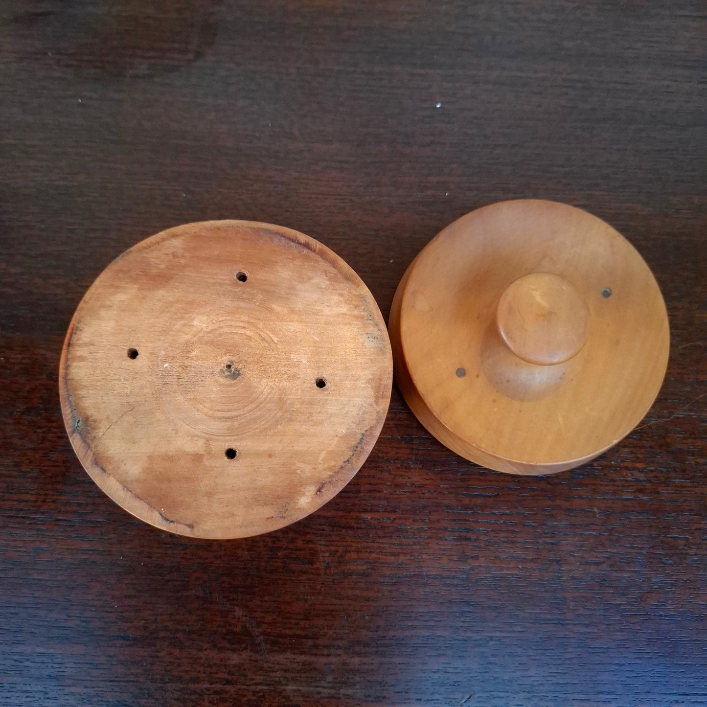 Vintage Handturned Wood Lidded Trinket Box or Salt Pinch Pot
