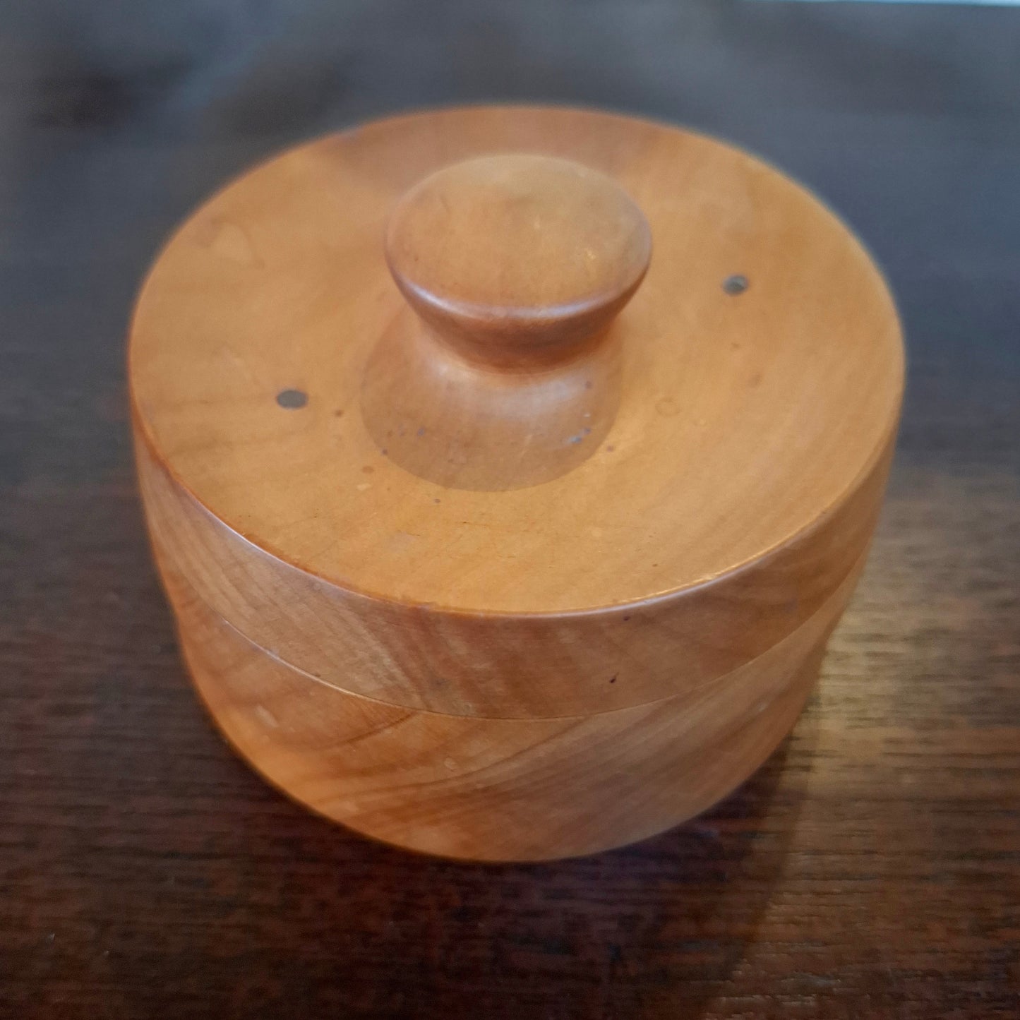 Vintage Handturned Wood Lidded Trinket Box or Salt Pinch Pot