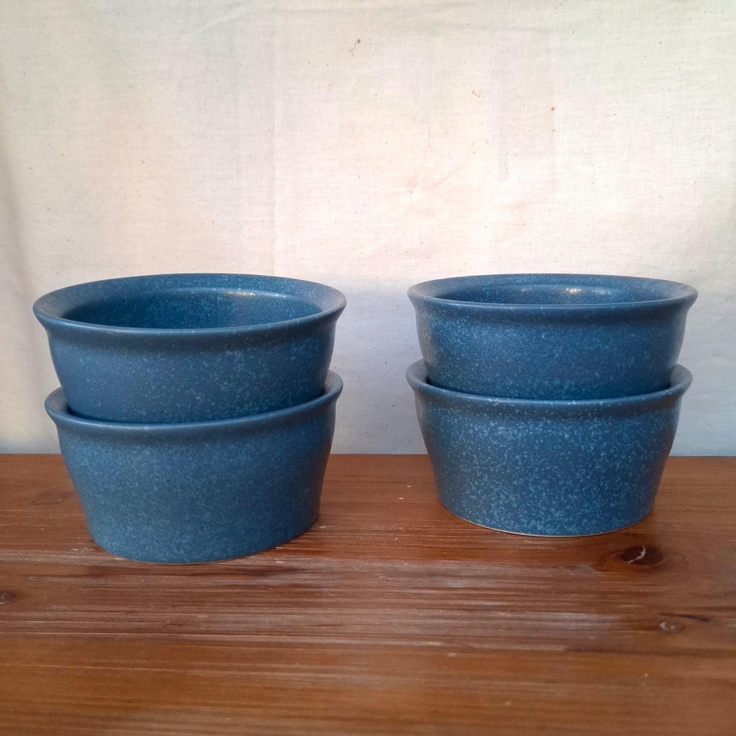 Set of 4 Corningware Creations Blue Stoneware Ramekins