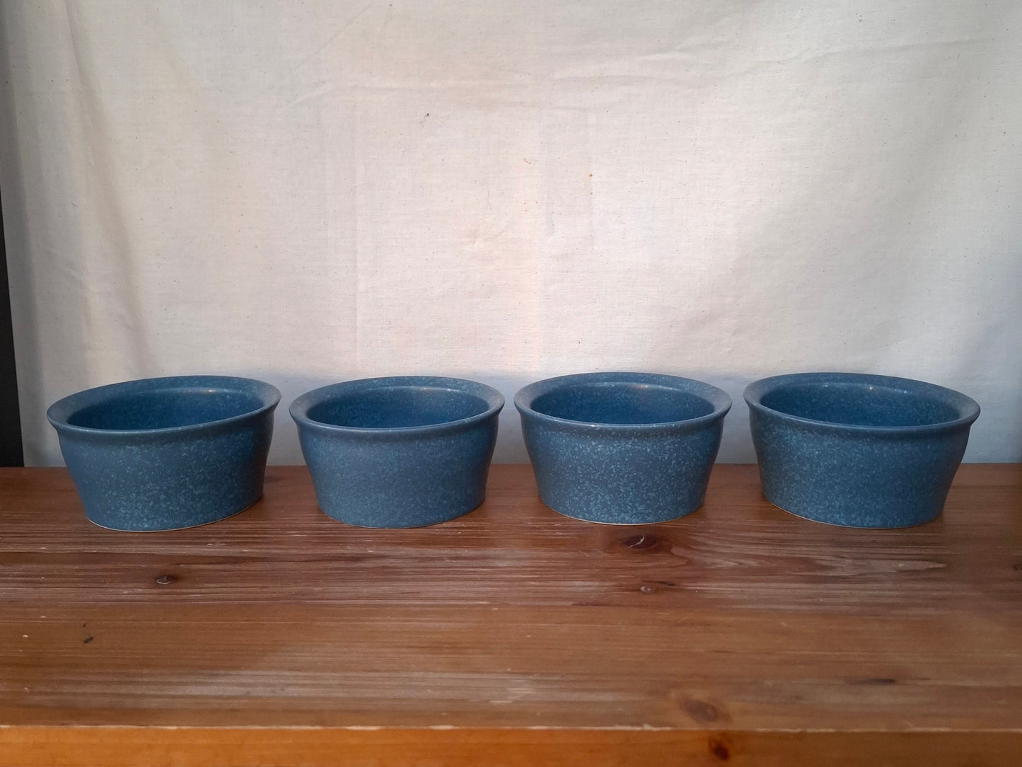 Set of 4 Corningware Creations Blue Stoneware Ramekins