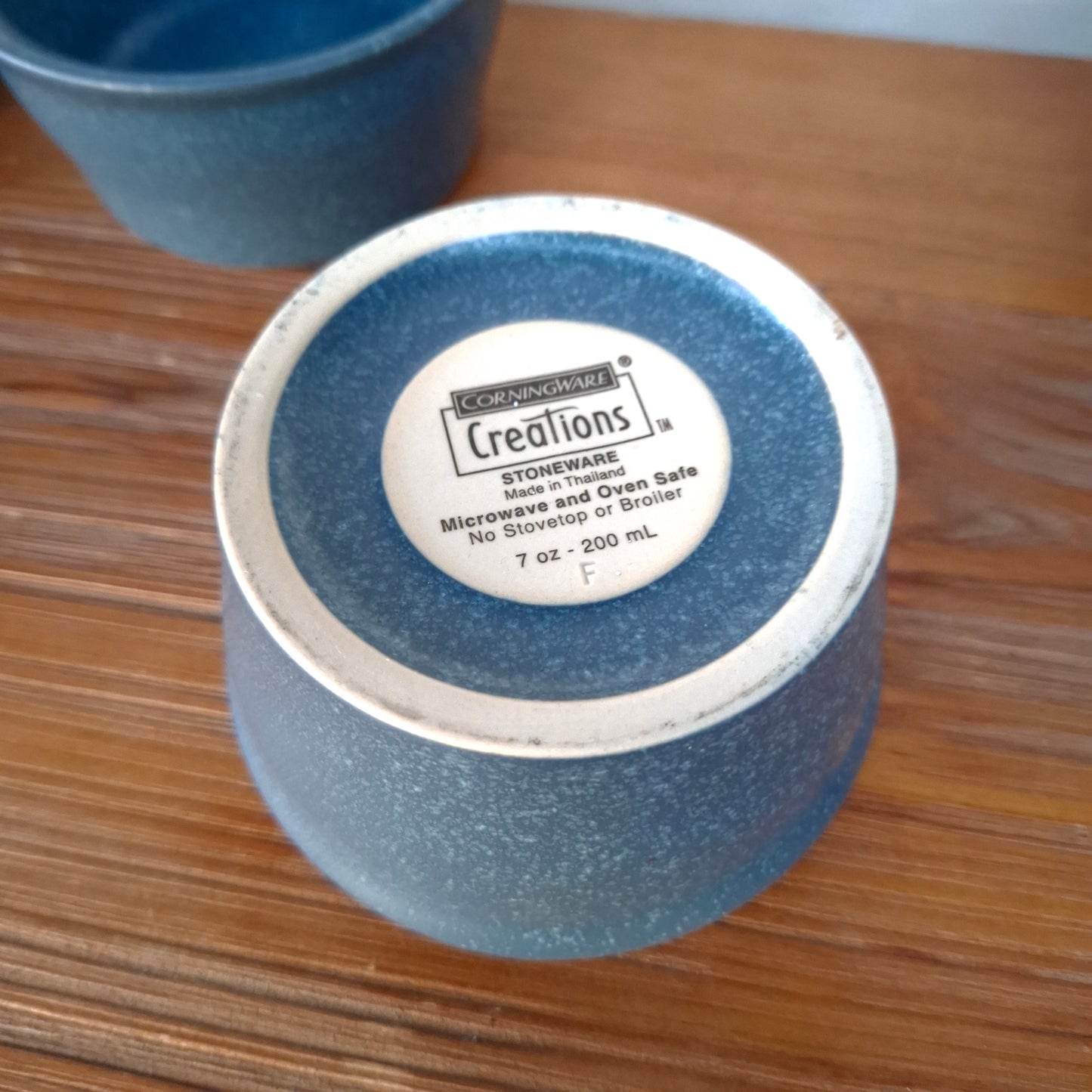 Set of 4 Corningware Creations Blue Stoneware Ramekins