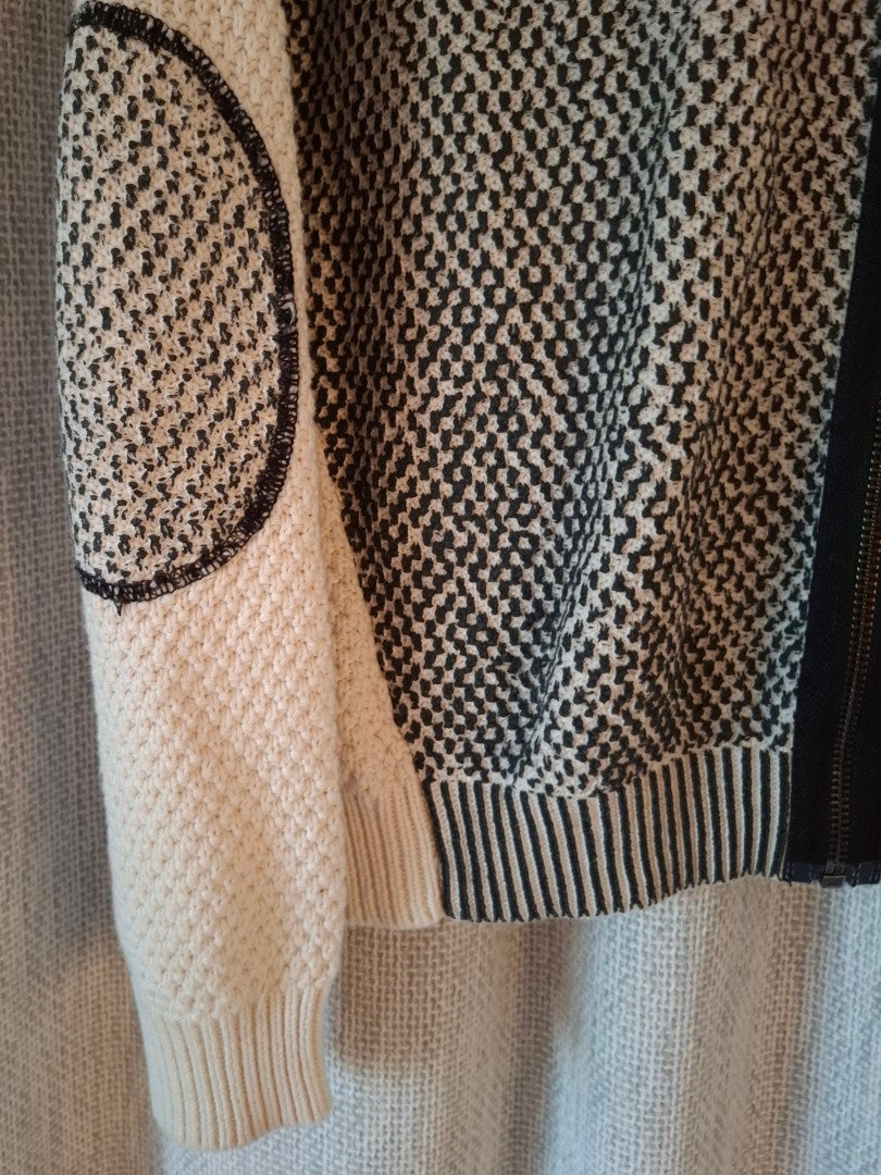 Scarlett NZ Cream and Black Cotton Knit Cardigan
