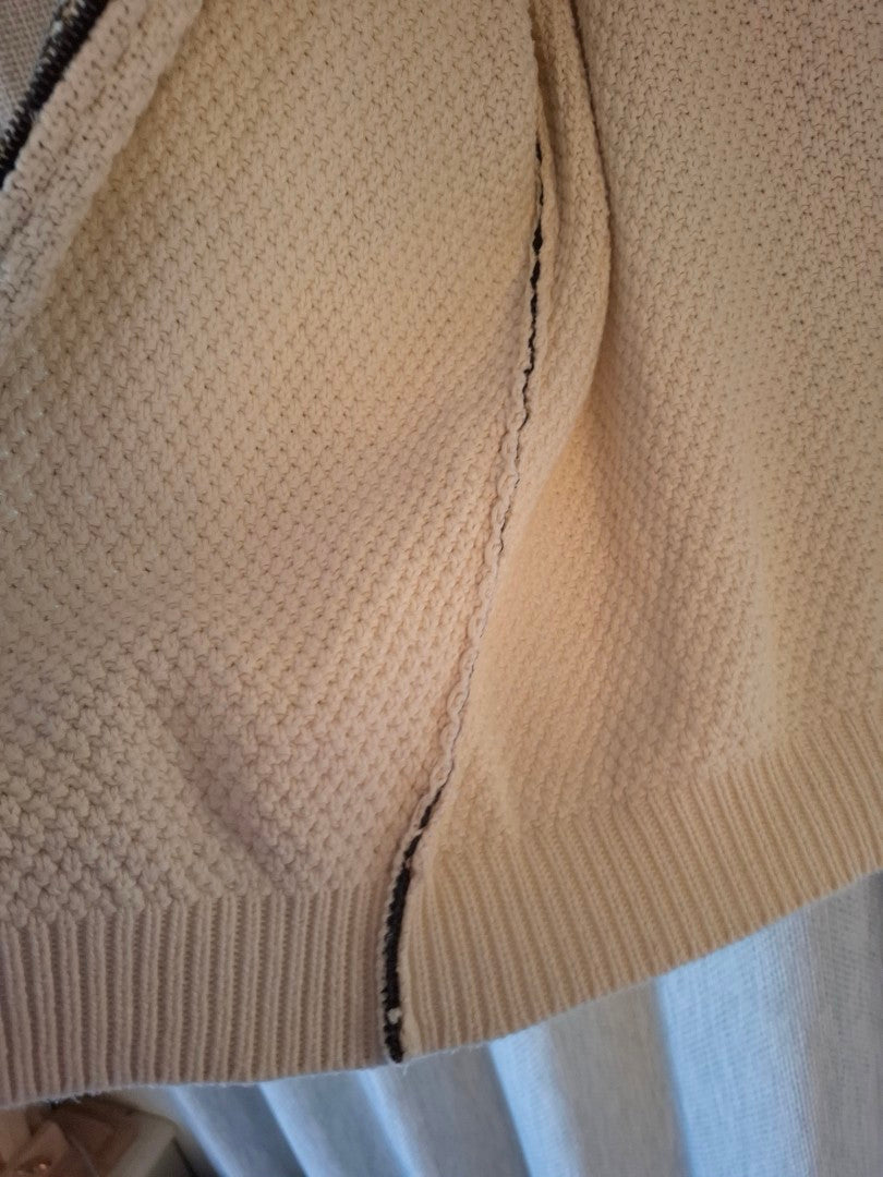 Scarlett NZ Cream and Black Cotton Knit Cardigan