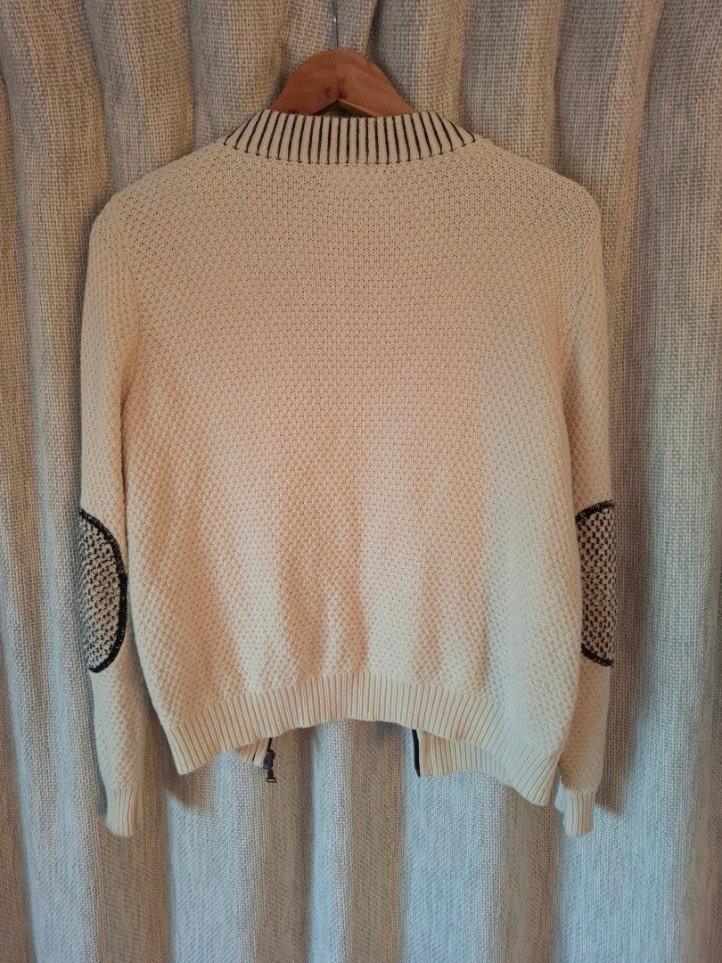 Scarlett NZ Cream and Black Cotton Knit Cardigan