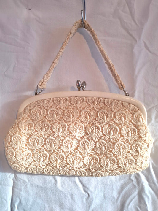 Vintage Cream Lace Clutch Bag