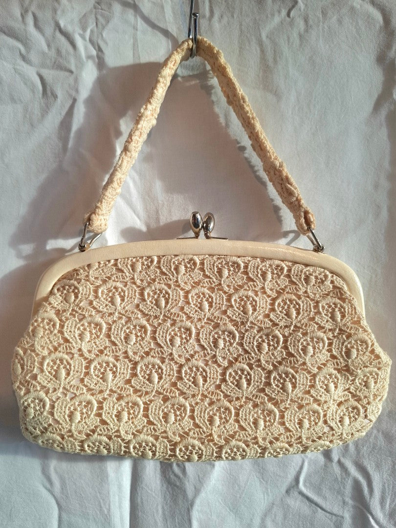 Vintage Cream Lace Clutch Bag