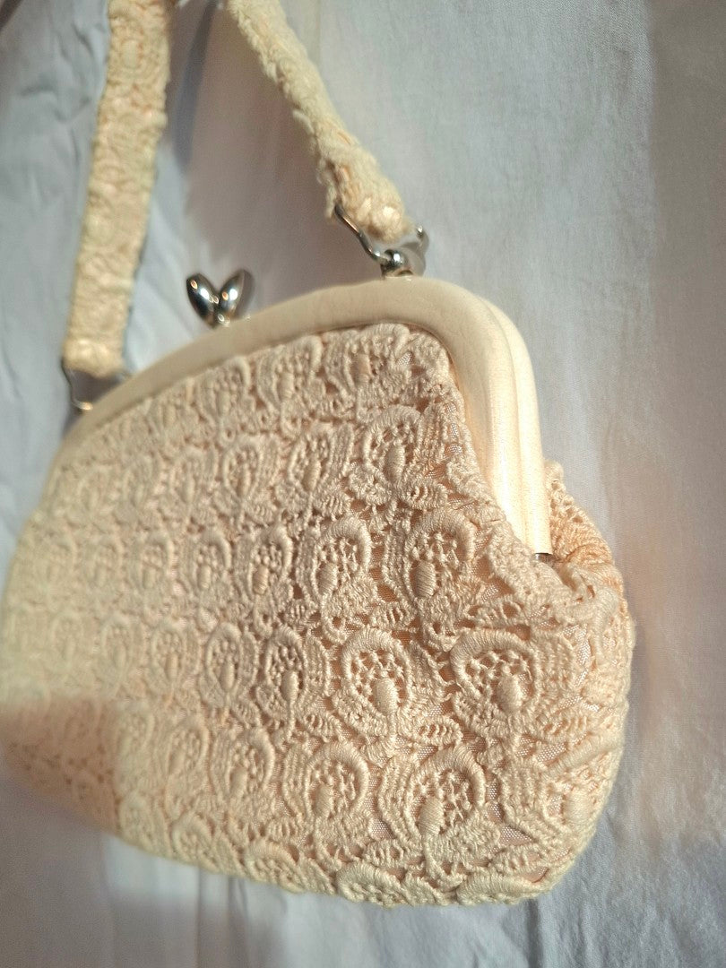Vintage Cream Lace Clutch Bag
