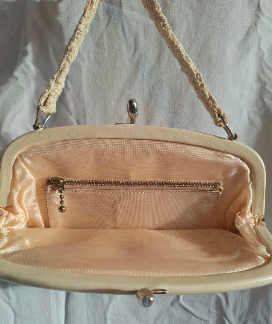 Vintage Cream Lace Clutch Bag