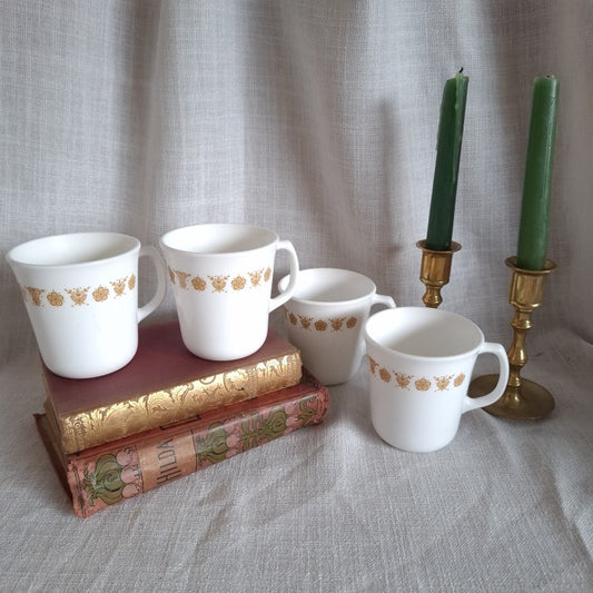 Corningware Corelle Butterfly Gold Milk Glass Coffee Cups