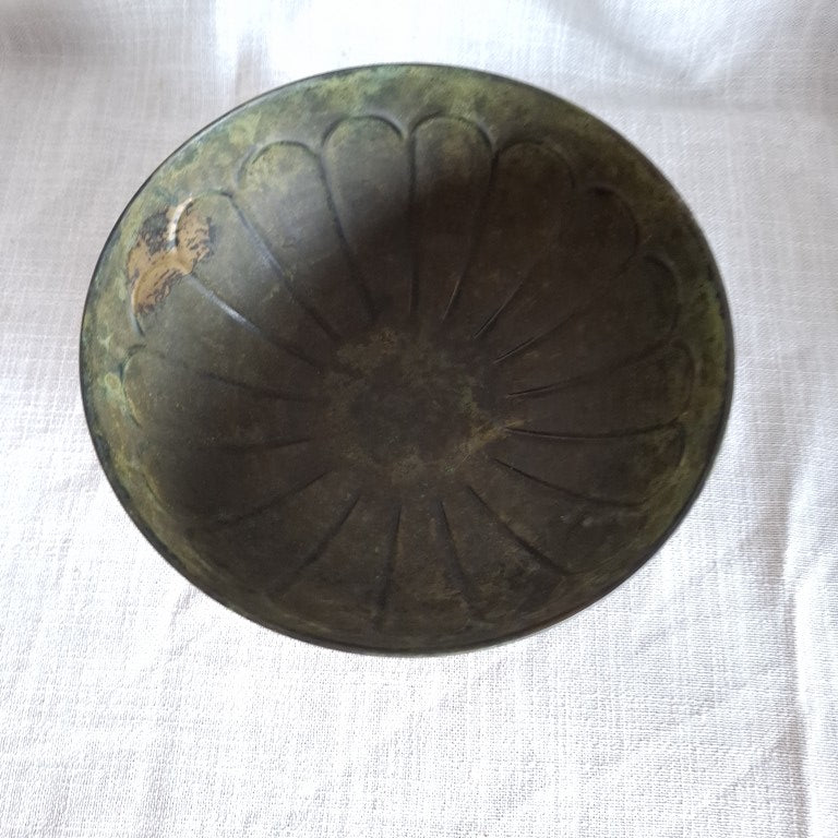 Verdigris Metal Pedestal Bowl