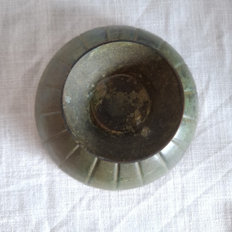 Verdigris Metal Pedestal Bowl