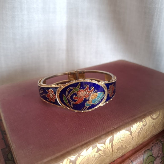 1980's Cloisonne Floral Enamel Bracelet