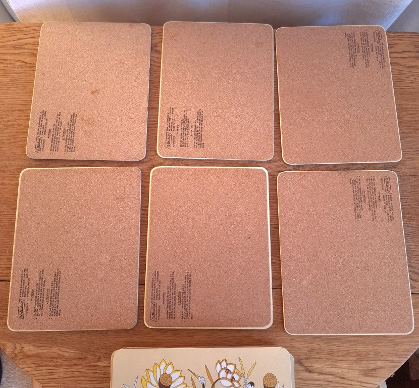 Rare Set of 12 Vintage Retro Heron Bird St Michael Placemats and Pot Stand