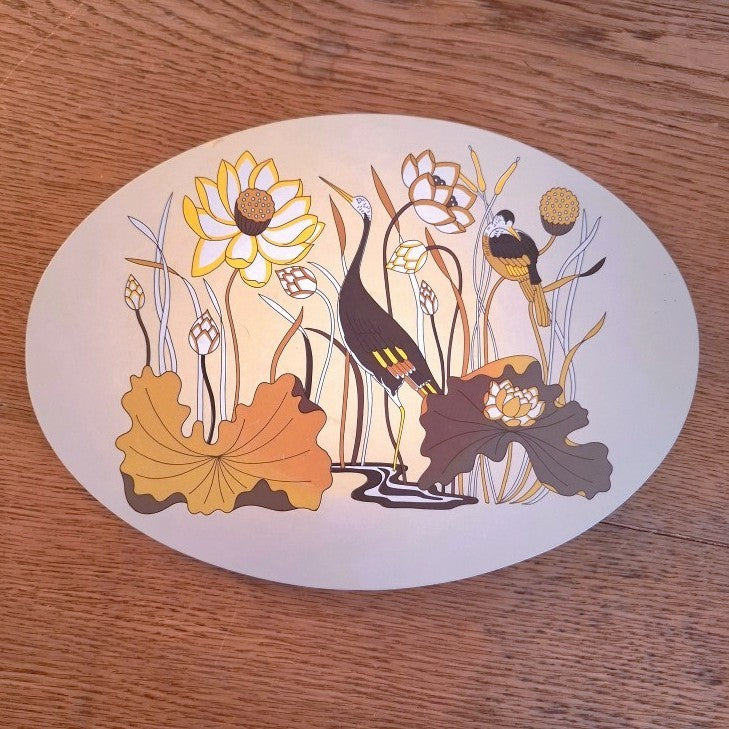 Rare Set of 12 Vintage Retro Heron Bird St Michael Placemats and Pot Stand