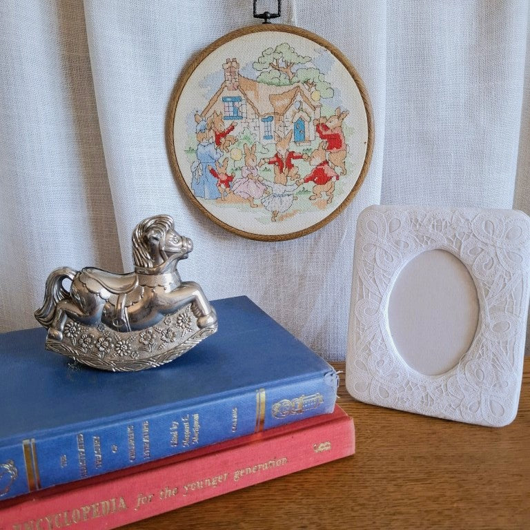 Vintage Battenburg Lace Fabric Picture Frame (14cm x 18cm)