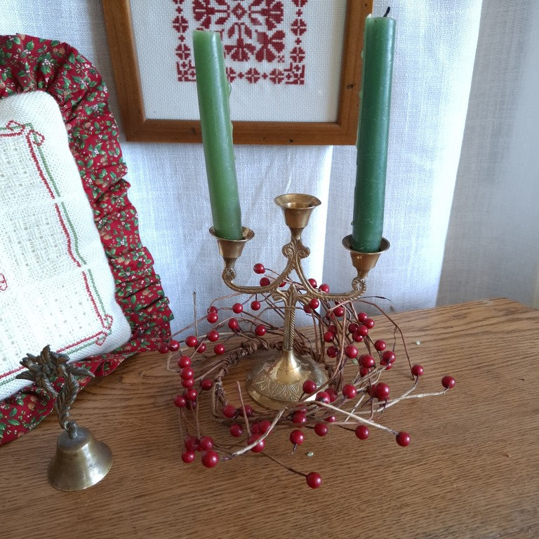 Vintage Brass 3-Arm Candelabra Petite Candle Holder