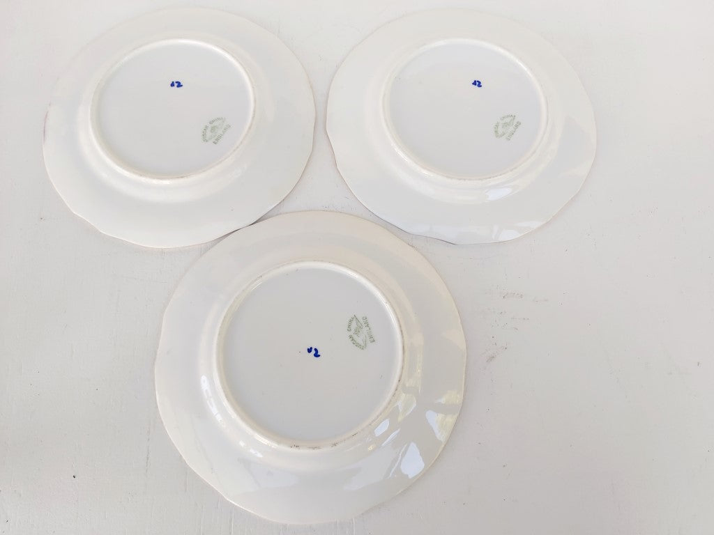 Set of 3 Tuscan English China Mauve Side Plates