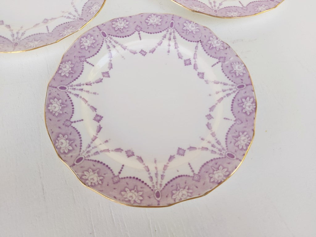 Set of 3 Tuscan English China Mauve Side Plates