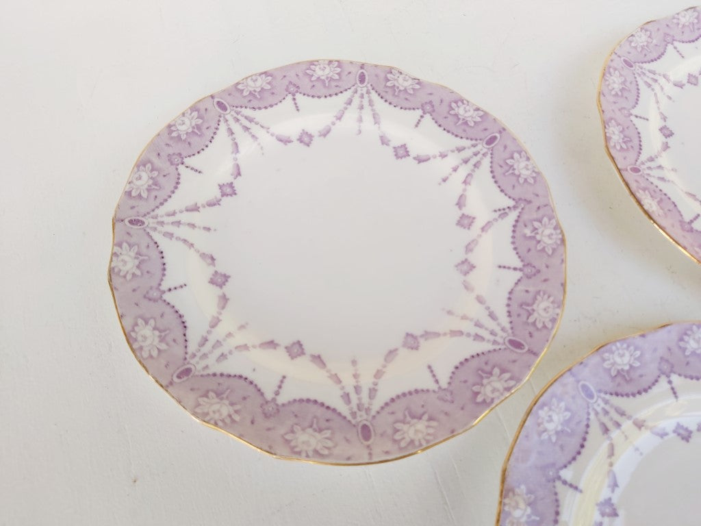 Set of 3 Tuscan English China Mauve Side Plates