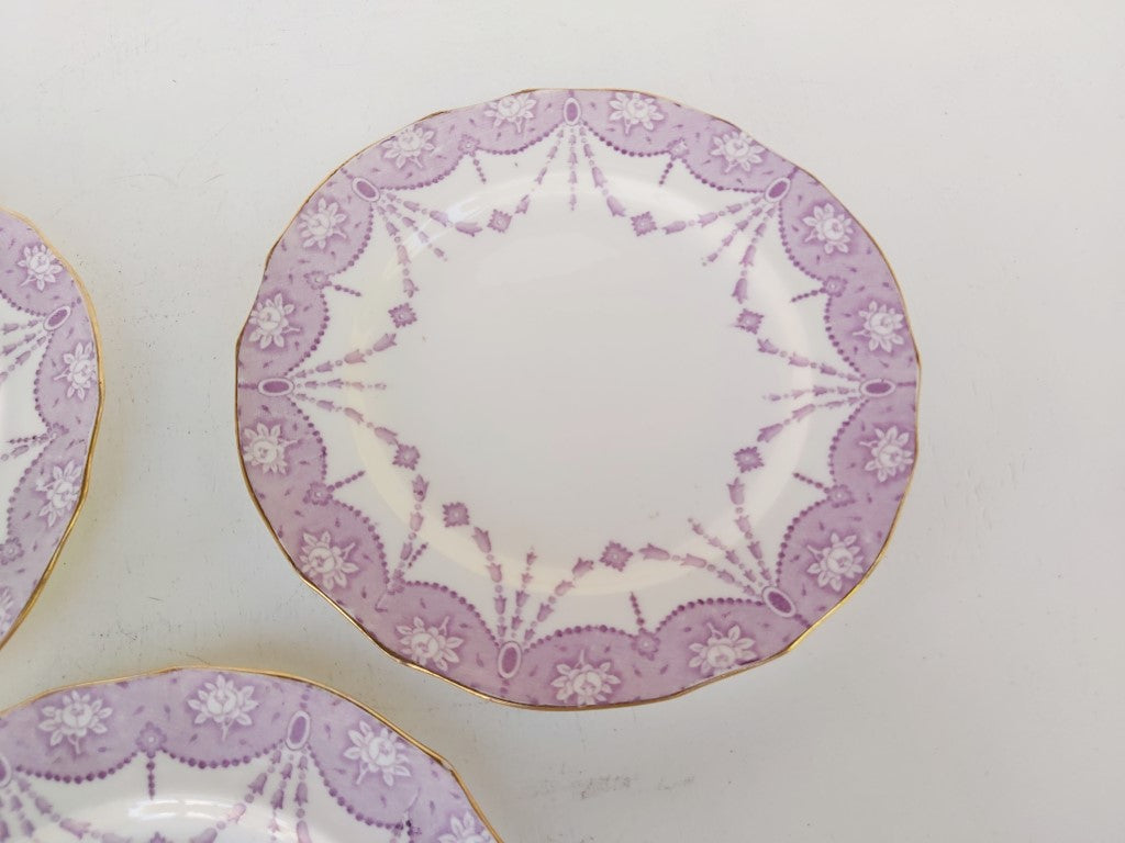Set of 3 Tuscan English China Mauve Side Plates
