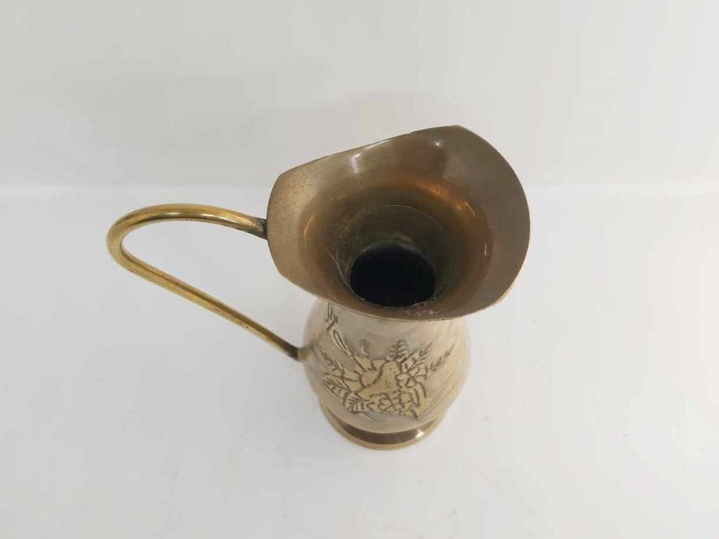 Small Brass & Pearlised Enamel Pitcher Vase