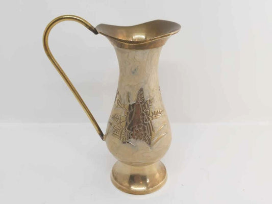 Small Brass & Pearlised Enamel Pitcher Vase