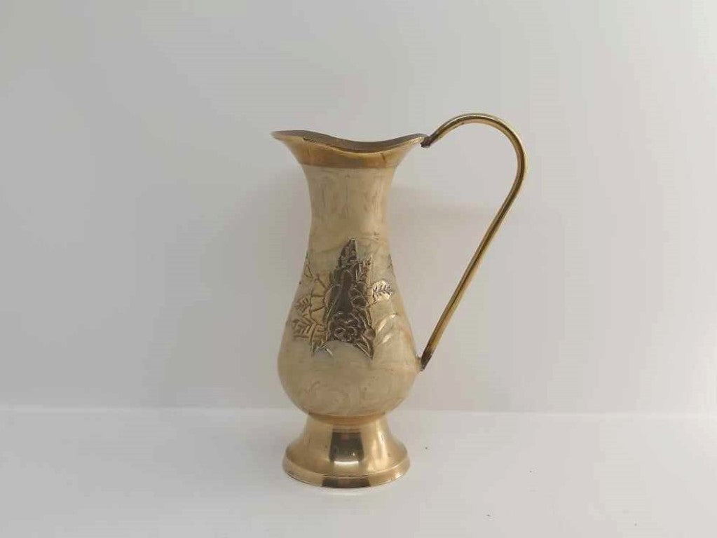 Small Brass & Pearlised Enamel Pitcher Vase